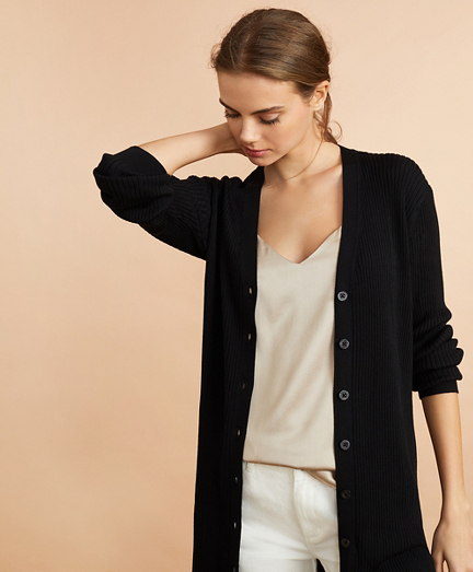 Rib-Knit Cotton Boyfriend Cardigan