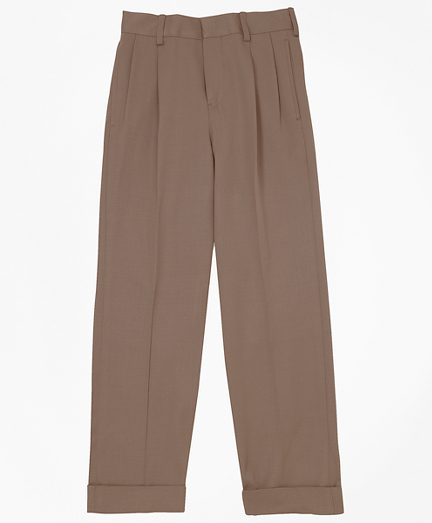 Boys Pleat-Front Gabardine Prep Trousers