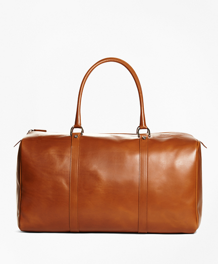 cognac leather duffle bag