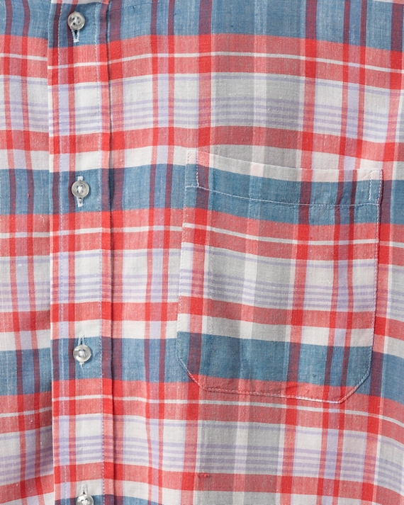 1970s Long-Sleeve Bleeding Madras Shirt - Brooks Brothers