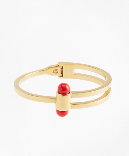 Gold-Plated Coral Sphere Bangle Cuff
