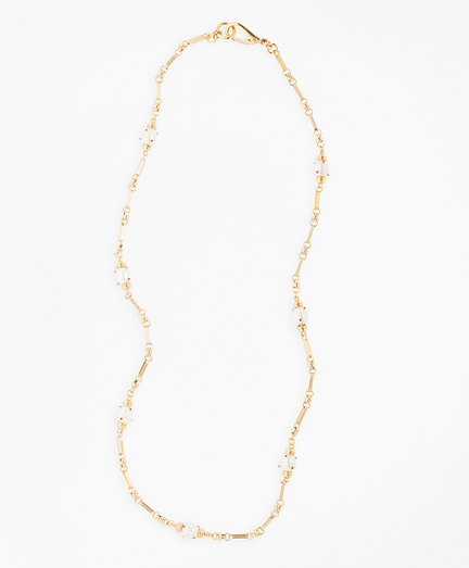 Gem-Studded Pearl Station Necklace