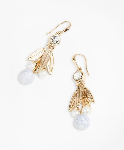 Rhinestone & Marbled Bead Drop Earrings