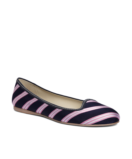 blue and white striped ballet flats