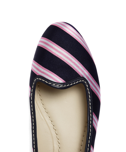 blue and white striped ballet flats