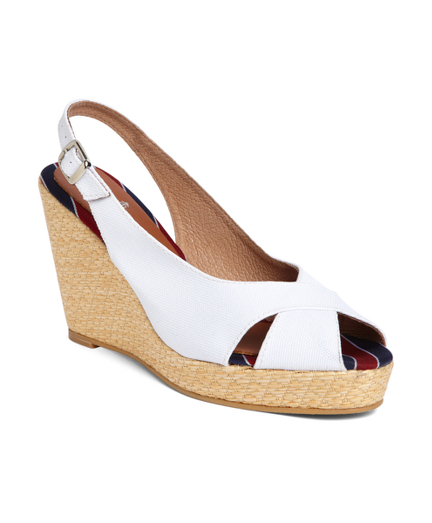 Cotton Canvas Slingback Wedge