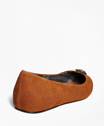 Women's Cognac Suede Owl Ballet Flats | Brooks Brothers