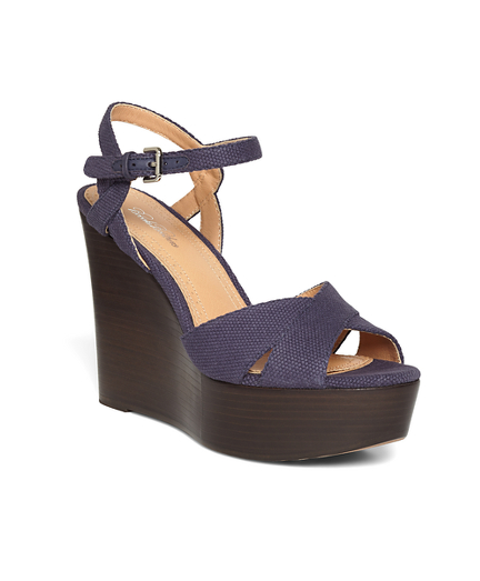 Women's Navy Blue Canvas Wedges | Brooks Brothers