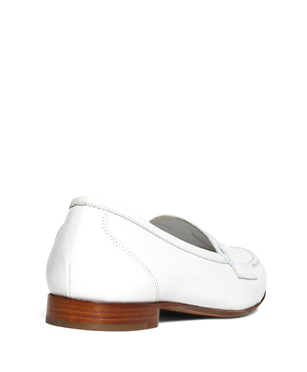 Women's White Leather Penny Loafers | Brooks Brothers