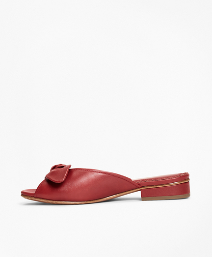 red leather slide sandals