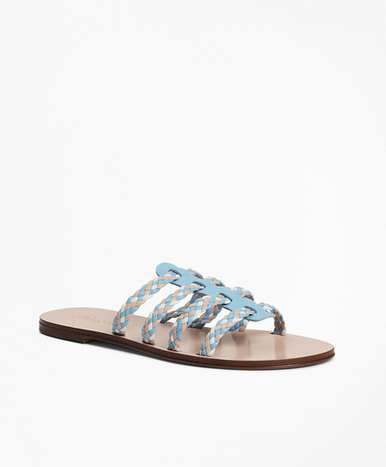 Braided Leather Slide Sandals - Brooks Brothers