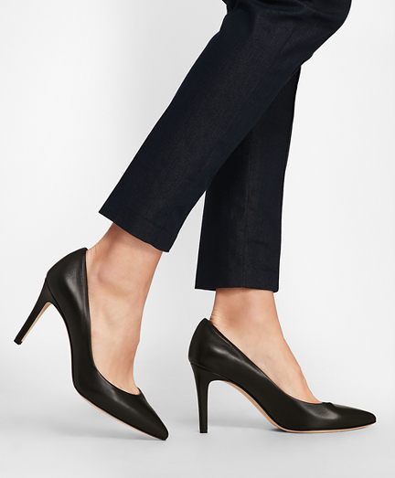 Leather Point-Toe Pumps - Brooks Brothers