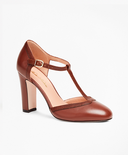 Leather T-Strap Pumps - Brooks Brothers