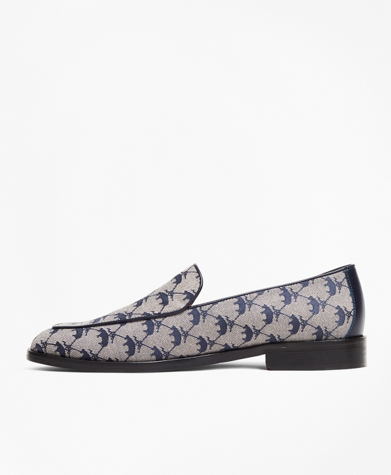 Leather-Trimmed Logo Jacquard Loafers - Brooks Brothers