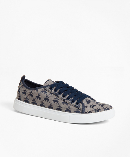 Leather-Trimmed Logo Jacquard Sneakers 