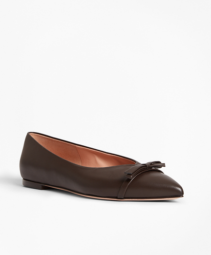 Leather Point-Toe Flats - Brooks Brothers
