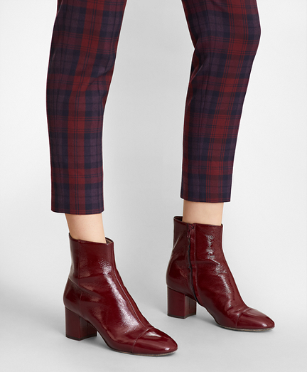 red ankle boots patent