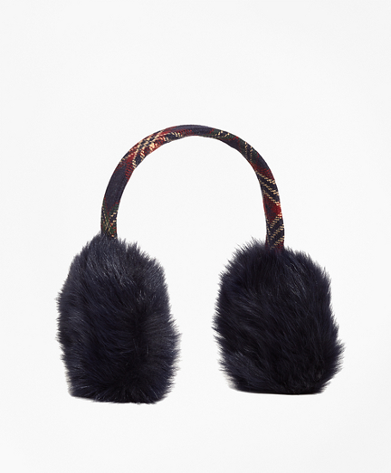 Wool and Shearling Tartan Earmuffs
