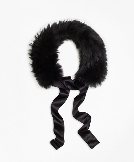 Raccoon Fur Collar with Silk Crepe Ribbon Tie