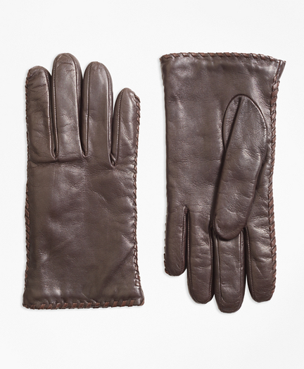 dark brown leather gloves