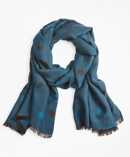 Glen Plaid Wool-Silk-Blend Oblong Scarf