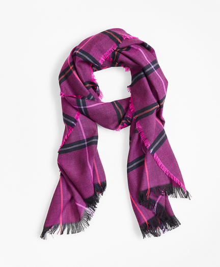 Plaid Lightweight Wool Scarf