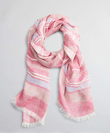 Striped Linen Oblong Scarf