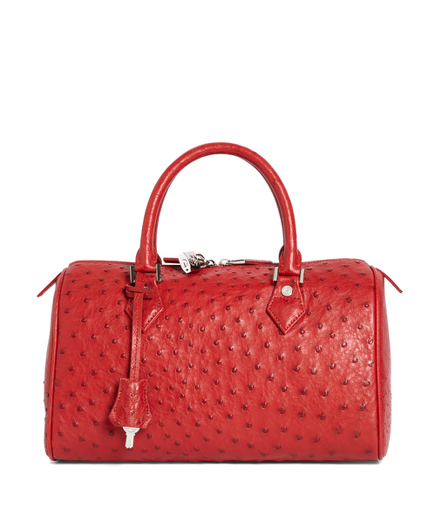 red ostrich bag