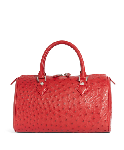 red ostrich bag