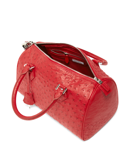 red ostrich bag