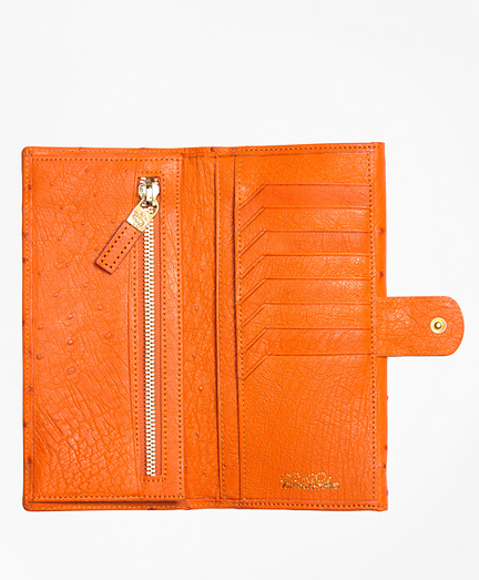 Women's Orange Ostrich Wallet | Brooks Brothers