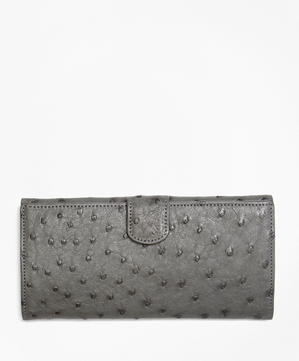 Women's Grey Ostrich Wallet | Brooks Brothers
