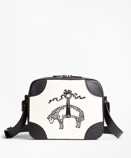 Golden Fleece&reg;-Embroidered Canvas and Leather Cross-Body Bag