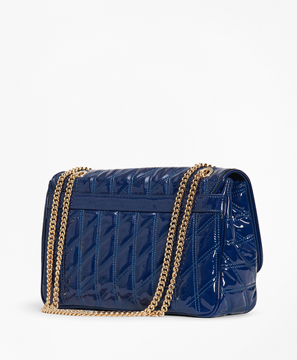 blue patent handbags