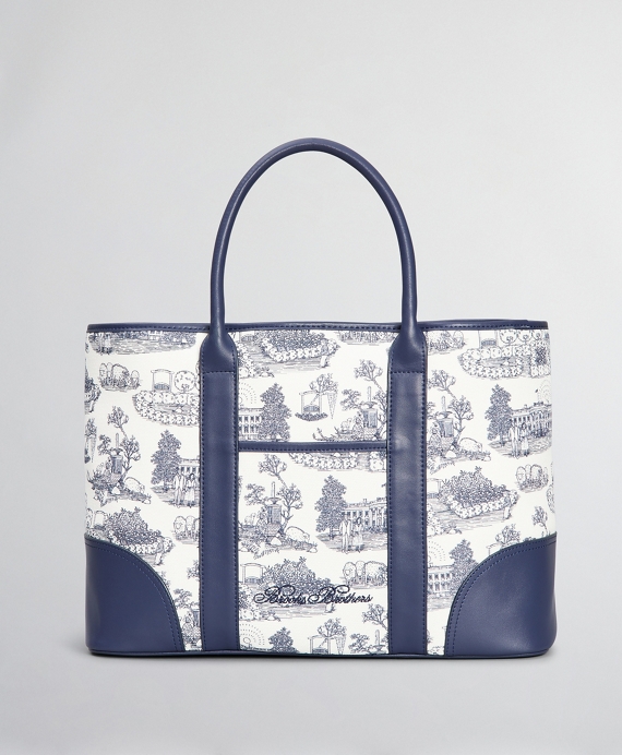 Leather-Trimmed Toile Canvas Tote Bag - Brooks Brothers