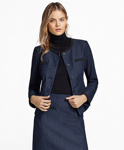 Soutache-Trimmed Denim Jacket