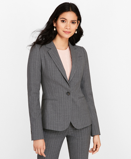 Pinstripe Stretch Wool Jacket