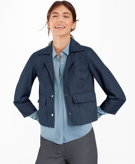 WaterRepellent Denim Cropped Jacket Brooks Brothers