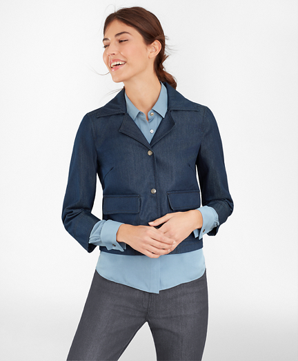 WaterRepellent Denim Cropped Jacket Brooks Brothers