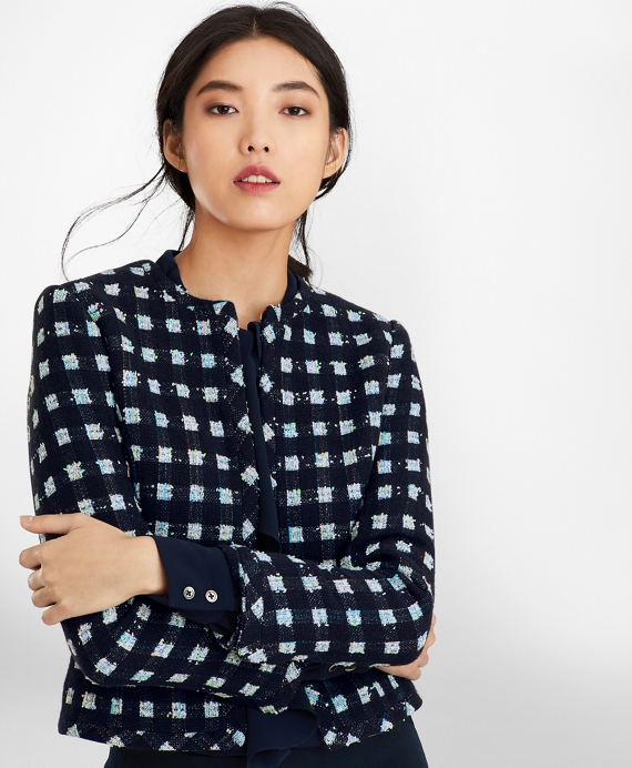 Checked Boucle Cropped Jacket - Brooks Brothers