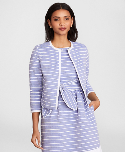 Striped Cotton Dobby Cropped Jacket Brooks Brothers