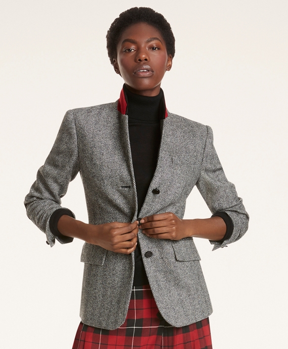 Wool Herringbone Jacket Grey