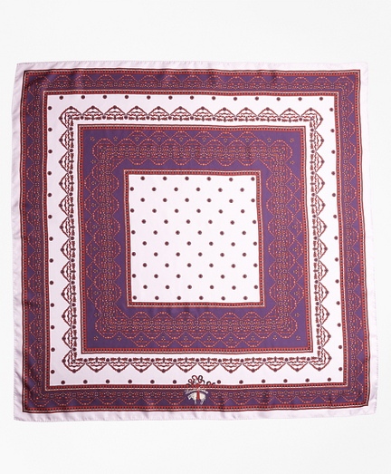 Ribbon-Print Silk Square Scarf