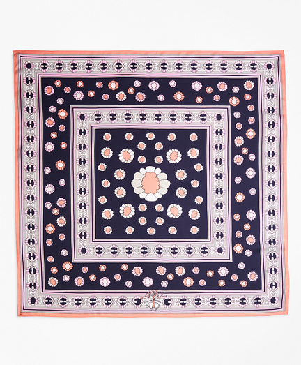 Daisy-Print Silk Square Scarf