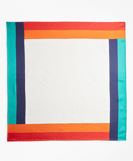 Stripe Border Silk Square Scarf