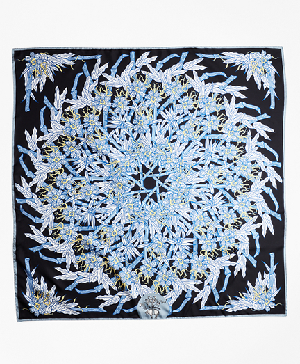 Bamboo-Print Silk Square Scarf