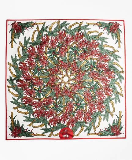 Bamboo-Print Silk Square Scarf