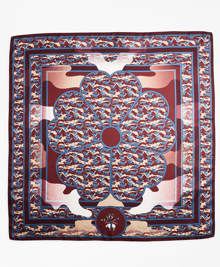 Deer-Print Silk Square Scarf