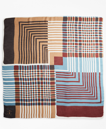 Plaid and Striped Modal-Silk Square Scarf