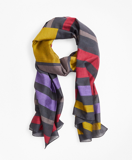Striped Cotton-Silk Oblong Scarf